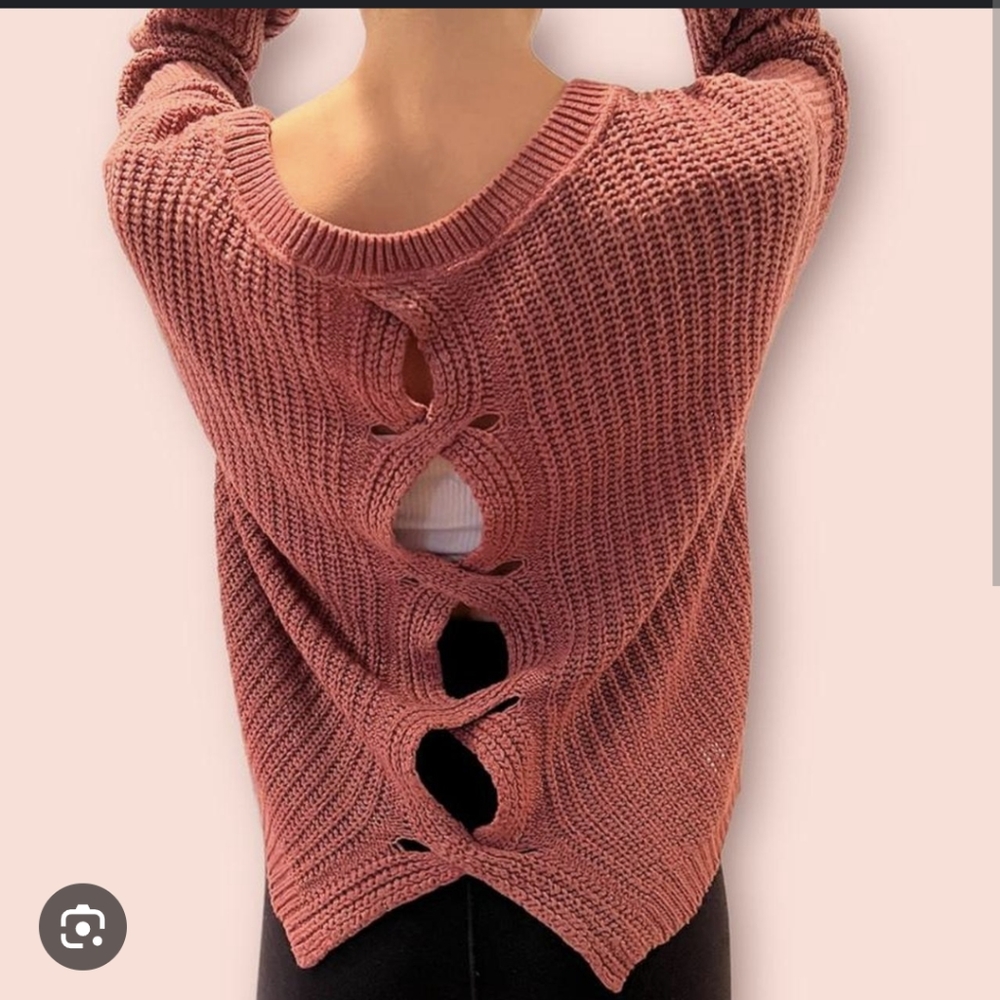 Express red knit cutout sweater